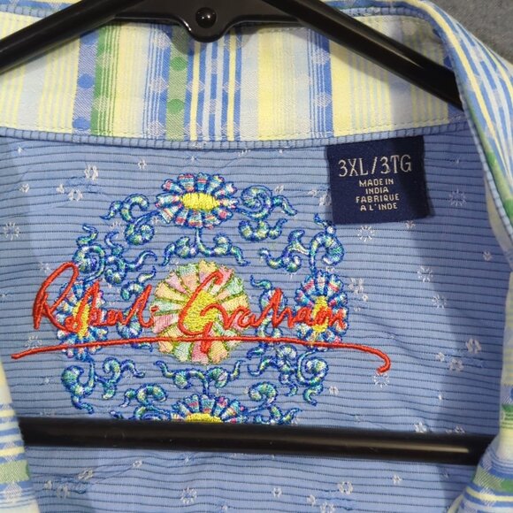 Robert Graham Shirt Men's 3XL Multicolor Flip Cuff Long Sleeve Button Up - Picture 4 of 11